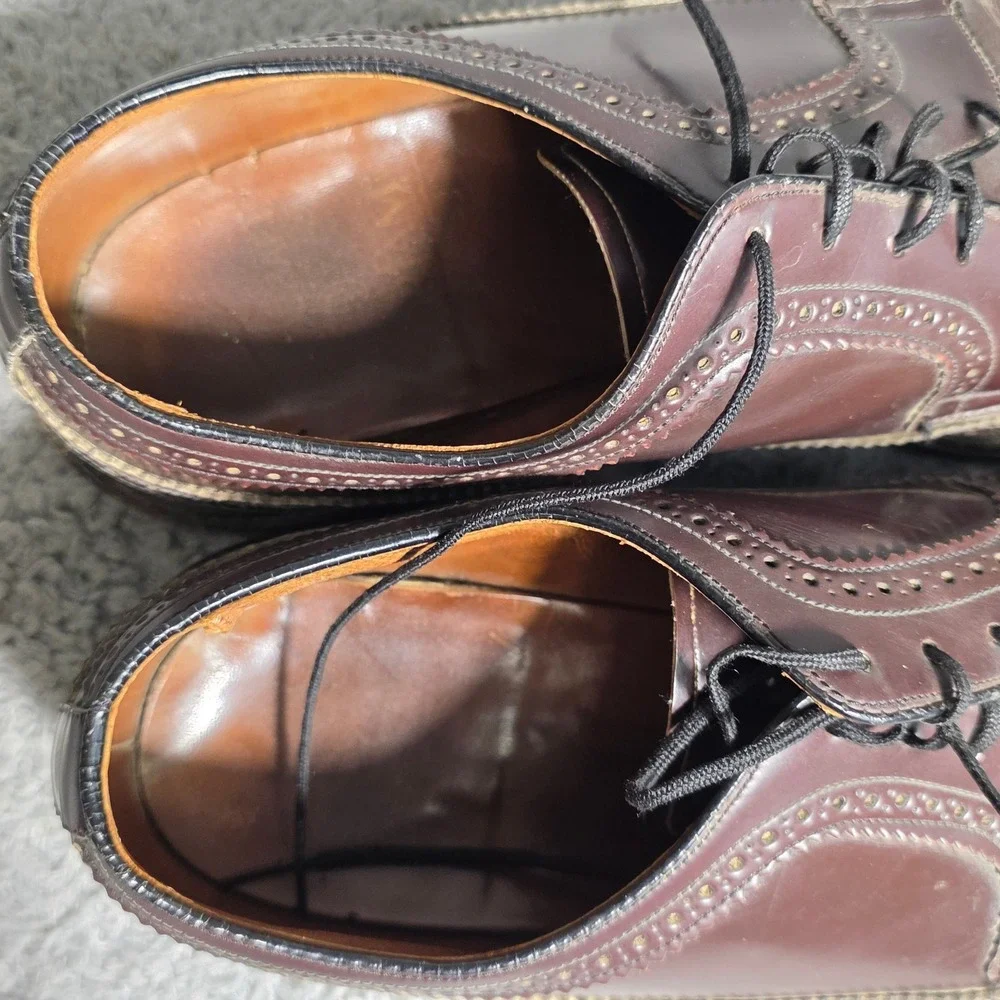 VTG Nettleton Corfam Cat Paw Brown Leather Wingtip Brogue Oxford Dress Shoes 9 E